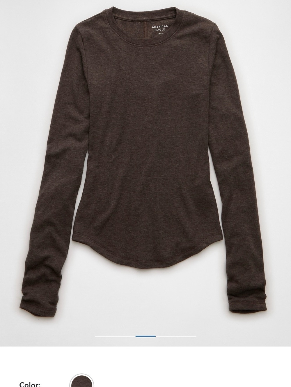 American Eagle Outfitters Long-Sleeve Crewneck Top in Brown